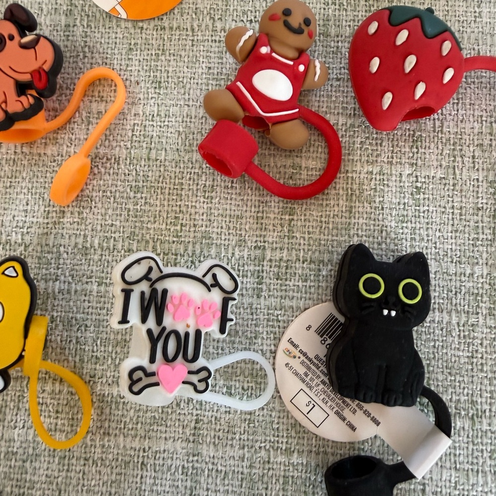 Straw Topper Bundle Cute Animals Beaded Bracelet Mix Stanley Starbuck Starbucks - Picture 6 of 8